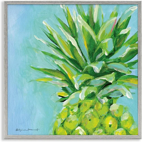 Vista 9 de Stupell Industries Arte giclée enmarcado con fruta de piña azul tropical, diseño de Stephanie Workman Marrott