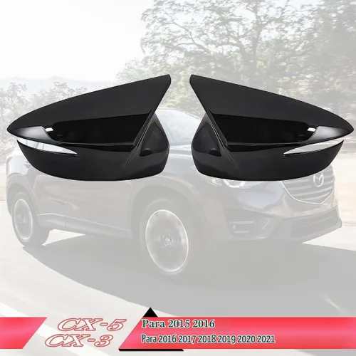 Vista 2 de MUXEE 2 tapas de cubierta de espejo trasero deportivo para Mazda CX5 CX-5 2015 2016/CX3 CX-3 2016-2021 ABS cubierta de espejo de ala de puerta Negro