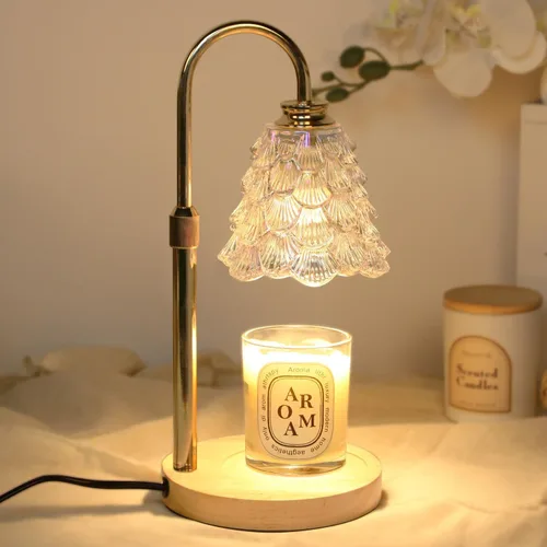 Vista 20 de GEEZO - Lámpara calefactora de fragancia para velas, calentador de velas eléctrico con temporizador y regulador de intensidad, regalos de Navidad
