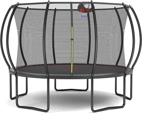 Vista 4 de SkyBound Trampolín con postes acolchados de seguridad curvos – Trampolines grandes aprobados por ASTM para exteriores para niños y adultos