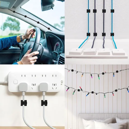 Vista 7 de LinkDocs 30 clips adhesivos para cables, clips de alambre para gestión de cables, abrazaderas de sujeción de cables para automóvil, oficina y hogar