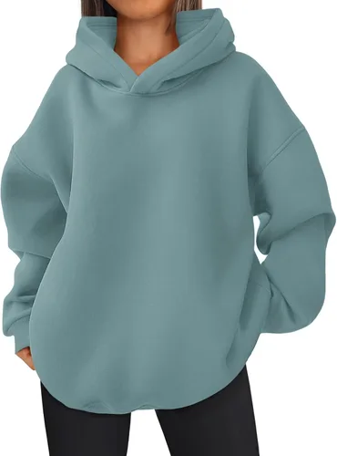 Vista 11 de EFAN Sudadera cómoda con capucha de gran tamaño para mujer Verde Armada (ArmyGreen)
