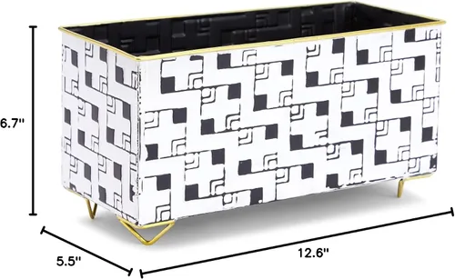 Vista 9 de Farmlyn Creek Maceta rectangular decorativa para hierbas y suculentas, decoración del hogar, cocina, baño, maceta de metal para mesa, balcones