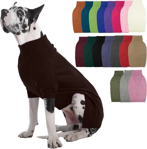 Vista 58 de IECOii Suéter de perro salchicha de cuello alto para perros pequeños, medianos y hembras, elástico y transpirable, abrigo de punto cálido, para Negro