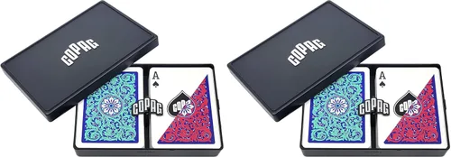 Vista 14 de Copag 1546 Neoteric Design - Juego de cartas 100% de plástico, tamaño de póquer (estándar) verde/rojo (índice jumbo, 1 juego)