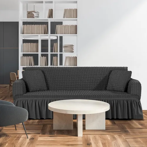 Vista 7 de SmoothNovelty Juego de 1 funda para sofá y 2 fundas para sofá con falda, duradero, lavable, de alta elasticidad, protector de muebles