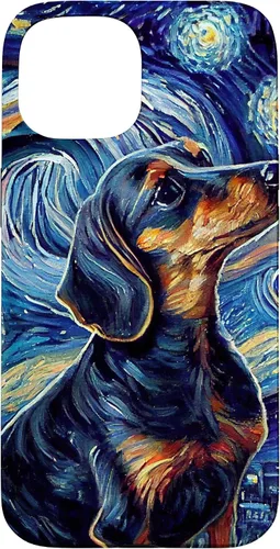 Vista 6 de Funda para iPhone 16 Starry Night Famoso Estilo de Pintura Dachshund