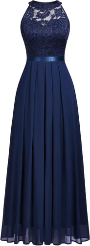 Vista 5 de Miusol Vestido de fiesta de noche de encaje floral vintage con cuello halter para mujer