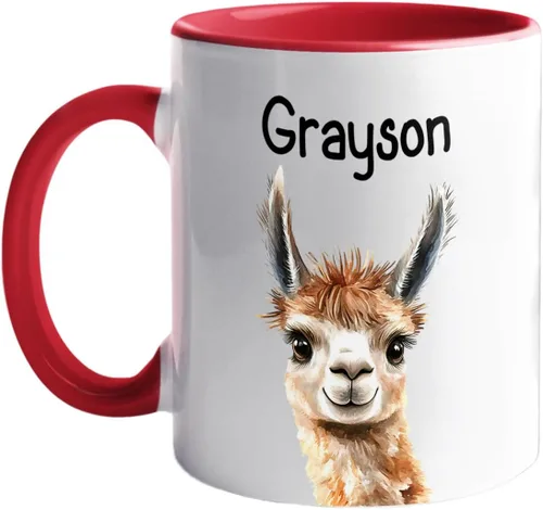 Vista 31 de Tazas de café de alpaca personalizadas elige nombre, regalos para hombres, mujeres, amantes de las alpacas, taza de café personalizada con acento
