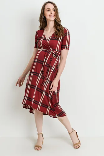 Vista 5 de Vestido cruzado de maternidad para mujer, longitud media con cinturón