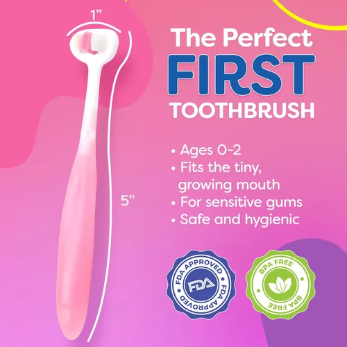 Vista 3 de Trueocity Cepillo de dientes extra suave, cepillos de dientes para niños pequeños 1-2 1-3 2-4, cepillo de dientes de 3 lados de alta eficiencia