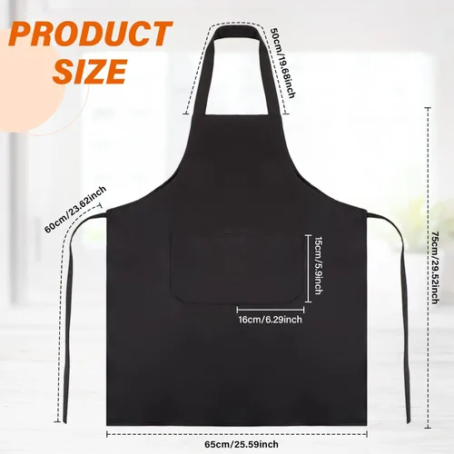 Vista 2 de JaGely 36 delantales lisos con 2 bolsillos, unisex, para mujeres y hombres, delantal lavable para cocina, cocina, pintura, manualidades, barbacoa