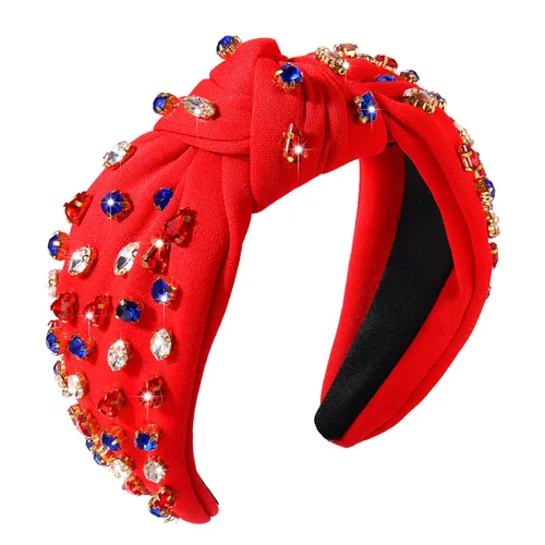Vista 9 de NVENF Diadema con diamantes de imitación, estrella de la bandera estadounidense, accesorio del 4 de julio para mujer