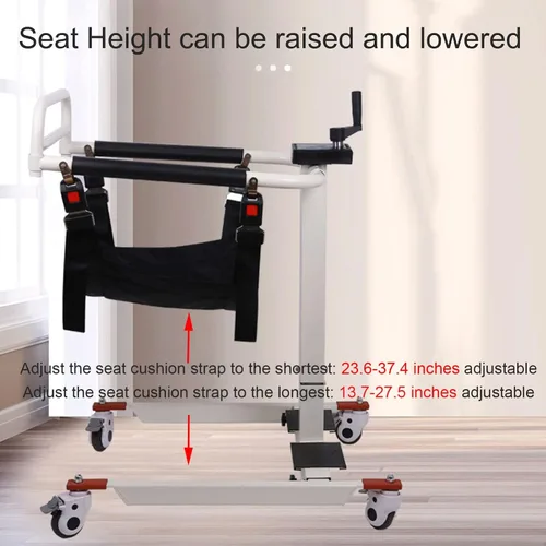 Vista 8 de Silla elevadora de paciente, silla de ruedas elevadora para el hogar, silla portátil de transferencia para ancianos, altura ajustable con dos