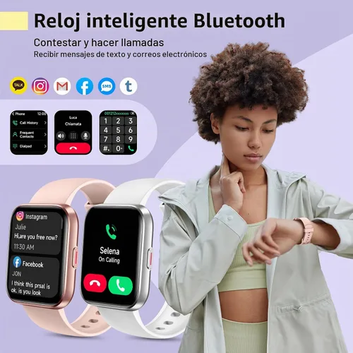 Vista 2 de Reloj inteligente para mujer, compatible con Android y iPhone, reloj de seguimiento de actividad física de 1.8 pulgadas con Alexa, alertas
