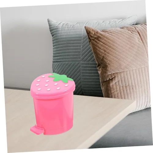 Vista 7 de Healeved Bote de basura de fresa, mini bote de basura para escritorio, baño, pequeño, para escritorio, automóvil, oficina, cocina, pequeño basurero