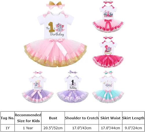 Vista 7 de IBAKOM Atuendos de cumpleaños para niñas, diadema, camiseta, falda tutú, suministros de decoración, sesión de fotos para fiesta, decoración sorpresa