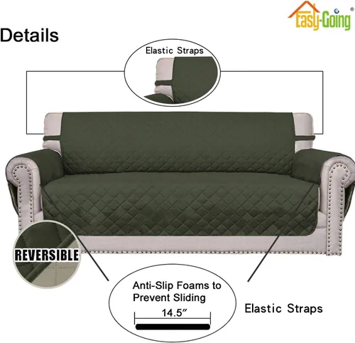 Vista 3 de Easy-Going - Funda reversible para sofá, resistente al agua, con varillas de espuma y correas elásticas, protector de muebles para mascotas y perros
