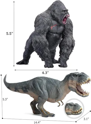 Vista 9 de Gemini&Genius Gorilla Toys Tyrannosaurus Rex Dinosaur World Toys Stand Up con mandíbula movible, figura de acción de gorila de regalo para niños