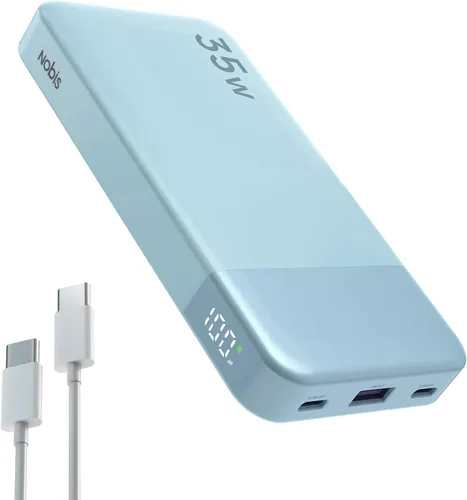 Vista 8 de NOBIS Cargador portátil, cargador de batería de 10000 mAh de carga rápida, paquete de baterías con cable C a C, banco de baterías con pantalla Negro