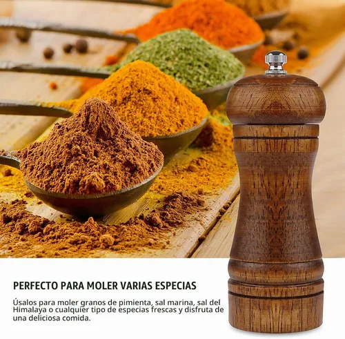 Vista 3 de Molinillo de pimienta de madera de 5 pulgadas para uso doméstico, ajustable