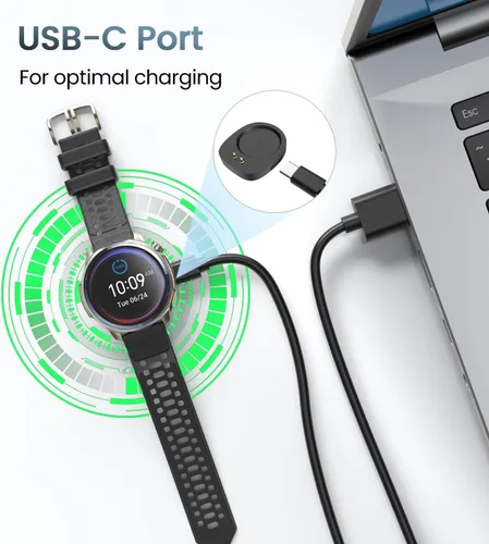Vista 4 de Paquete de 2 muelles de carga tipo C compatibles con Amazfit T-Rex 3/T-Rex 3 Pro/Balance/Balance 2/Helio Strap/Active Max adaptador de cargador