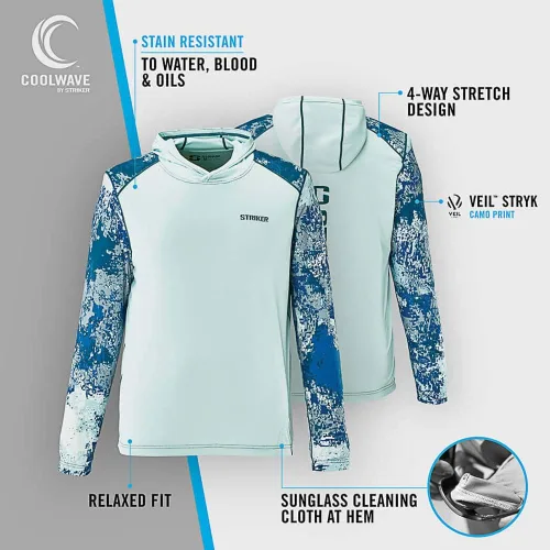 Vista 3 de Striker LoTide - Sudadera con capucha de pesca ultraligera y resistente a las manchas para hombre con protección UPF 50+, informal, con paño