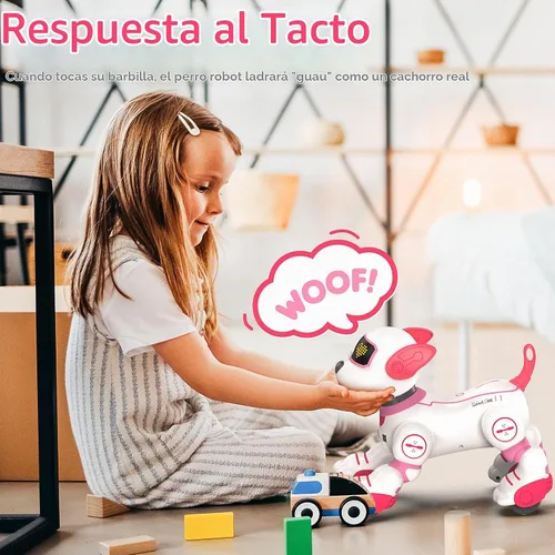 Vista 3 de SONOMO Juguete de Perro Robot con Control Remoto, Juguetes de Cachorro Robótico Interactivos - Robot Perro de Acrobacias Divertido y Programable