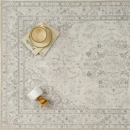 Vista 6 de PureCozy Alfombra de área beige de 2 x 3 pulgadas, lavable, vintage, pequeña, para entrada, cocina, suave, retro, floral, de pelo bajo, tapete