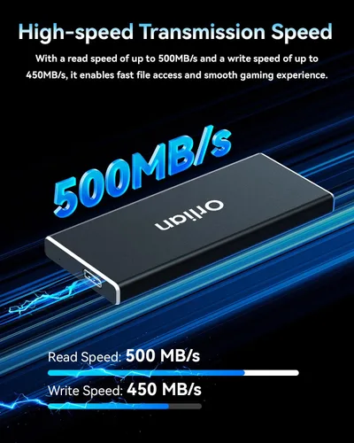 Vista 3 de Orlian Unidad de estado sólido SSD portátil externa de 120 GB USB 3.1 Gen 2 de hasta 500 MB/s de estado sólido de alta velocidad para teléfono