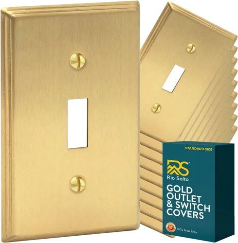 Vista 27 de Rio Salto BRASS Deco Collection - Placa de pared ciega de metal dorado de tamaño estándar, cubierta de salida resistente a la corrosión