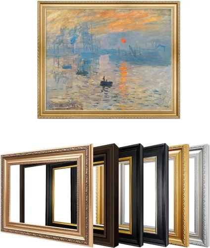 Vista 20 de IPIC - Reproducción artística de los lirios de agua de Claude Monet 1906, impresiones giclée coinciden con el marco dorado clásico, arte de pared