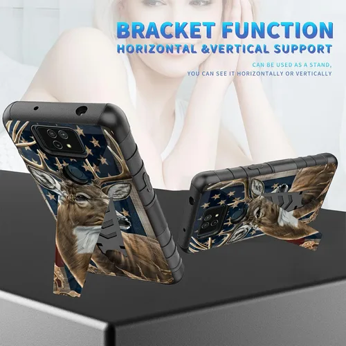 Vista 127 de Funda para AT&T Maestro Max 2021/Cricket Ovation 2 con protector de pantalla de vidrio templado, funda resistente con función atril integrada
