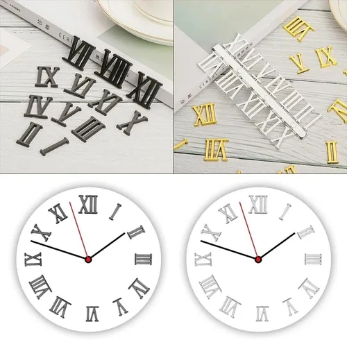 Vista 5 de Vctitil Kit de números de reloj de 6 piezas, número arábigo y número romano, números de reloj digital, diseño de manecillas de reloj, accesorios
