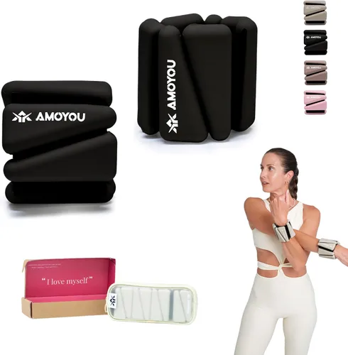 Vista 8 de AMOYOU Pesas de muñeca y tobillo para mujer, pesas de tobillo de 2 libras (juego de 2, 1 libra cada una), pesas de brazo para mujer, pesas