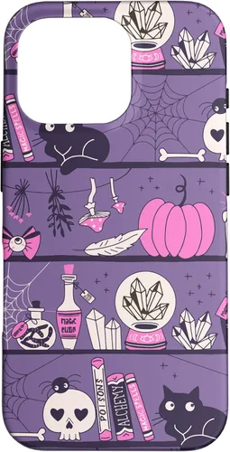 Vista 20 de iPhone 16 Vintage Witchy Magical Witch Tool box Cute Halloween Purple Case