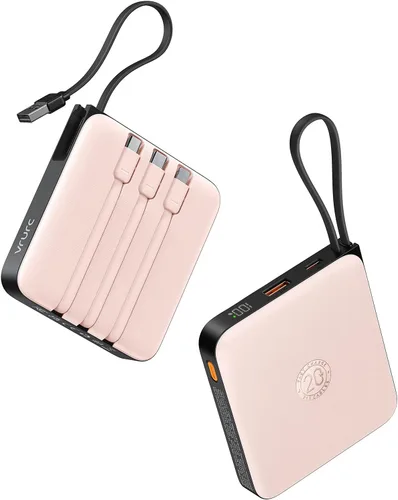 Vista 9 de VRURC Cargador portátil de 20000 mAh de carga rápida de 20 W con 4 cables incorporados Travel Essentials, batería externa para iPhone serie