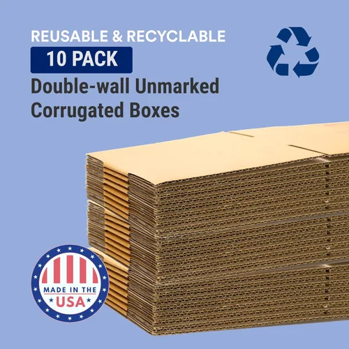 Vista 3 de Box USA Cajas de envío de 24 pulgadas de largo x 18 pulgadas de ancho x 12 pulgadas de alto, paquete de 10 cajas grandes de cartón corrugado