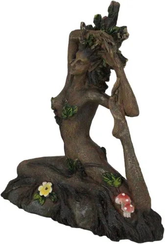 Vista 4 de Ebros Gift Celta Greenwoman Gaia Dryad Ent Nativa Tierra Diosa Meditación Yoga Paloma Zen Pose Figurilla Árbol de la Vida Criatura mística ser