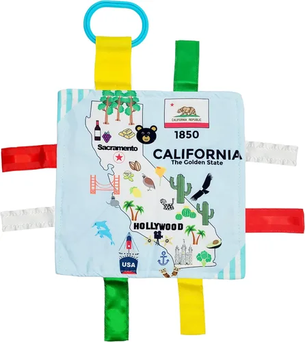 Vista 29 de Baby Jack & Co - Cochecito de juguete para bebés de 8 x 8 pulgadas con etiqueta del estado de Arkansas, juguetes arrugados para desarrollar cinco