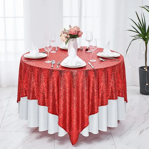 Vista 19 de Hahuho Mantel rectangular de lentejuelas de 50x80 pulgadas, color champán, mantel con purpurina para decoración de despedida de soltera, cumpleaños