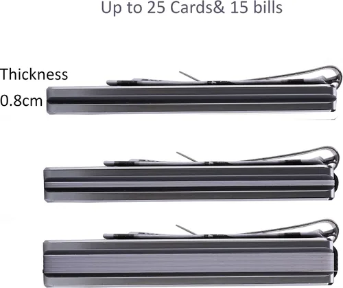 Vista 3 de Cartera minimalista de bloqueo RFID con bolsillo completo de metal Tarjetero de bolsillo Cartera de protección NFC, delgada para hombre, Gris