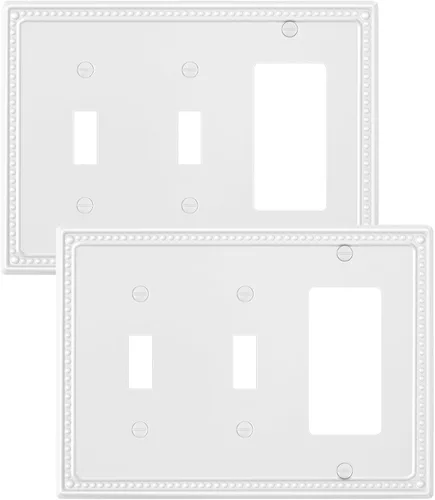 Vista 85 de Paquete de 2 cubiertas de placa de interruptor de luz de doble palanca, cubiertas decorativas de placa de doble interruptor Pearls, placa de pared