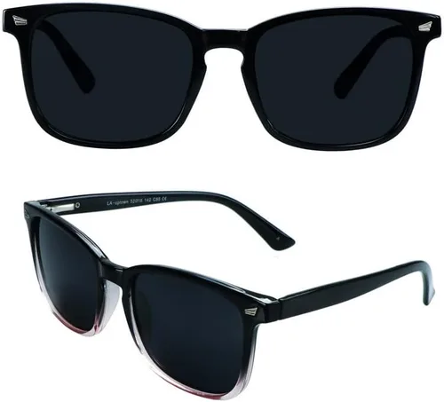 Vista 5 de 3 Pack Sunglasses for Men and Women, UV Protection Outdoor Glasses Vintage Square Full Frame