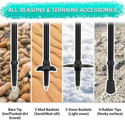 Vista 5 de TheFitLife Bastones de senderismo para senderismo y caminar, aluminio ligero 7075 con bloqueo de metal y agarre de corcho natural, bastones