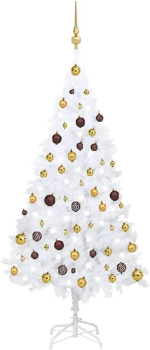 Vista 27 de 6.5ft Pre-Lit Artificial Christmas Tree with 250 LED Lights, Hinged PVC Branches, Metal Stand, and Decorative Balls for Indoor Holiday Decor Verde