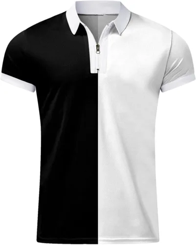 Vista 2 de WYUTX Polo Shirt for Men Short Sleeve Color Striped Moisture Wicking Tennis Shirts Lightweight Slim Fit Athletic Sports Shirt