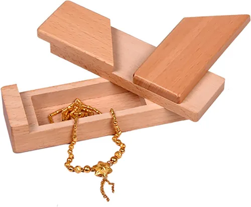 Vista 2 de AHYUAN Caja de rompecabezas de madera con apertura secreta, hecha a mano, rompecabezas 3D de cerebro rompecabezas mágico de madera, caja misteriosa