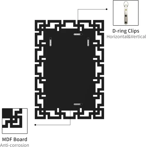 Vista 6 de KOHROS Espejo de pared veneciano decorativo de 40 x 28 pulgadas, rectangular, sin marco, con borde biselado, para entrada, baño, sala de estar