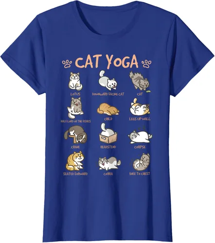 Vista 59 de Cat Yoga Poses Cats Practicing Mindfulness Meditación Kitten - Camiseta, Negro, S